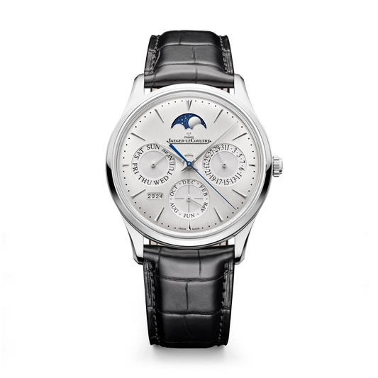 JLC - Master Ultra Thin Perpetual Calendar - 39 MM - Stainless Steel - Silvered-Gray Dial - Black Leather Strap - Q114842J