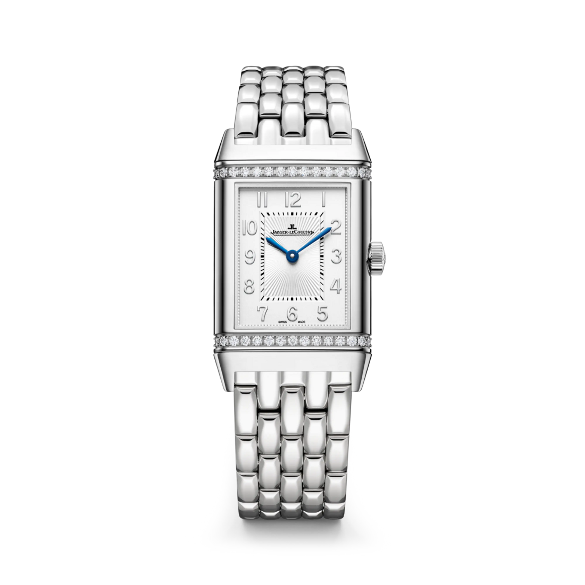 JLC - Reverso Classic Duetto - 40 MM x 24.4 MM - Stainless Steel - Silvered-Gray/Blue Dial - Diamond-Set Case - Stainless Steel Bracelet - Q2578181