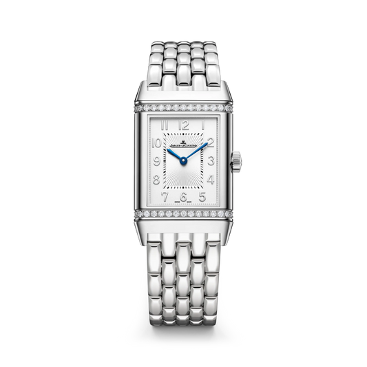 JLC - Reverso Classic Duetto - 40 MM x 24.4 MM - Stainless Steel - Silvered-Gray/Blue Dial - Diamond-Set Case - Stainless Steel Bracelet - Q2578181