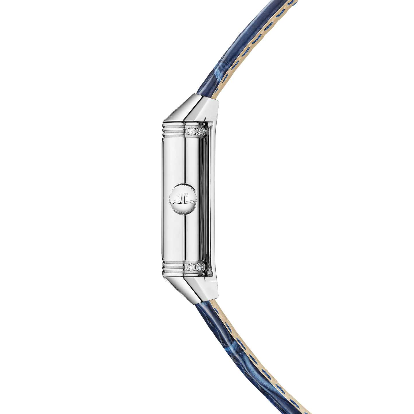JLC - Reverso Classic Duetto - 34.2 MM x 21 MM - Stainless Steel - Silvered-Gray/Blue Dial - Blue Leather Strap - Q2668443