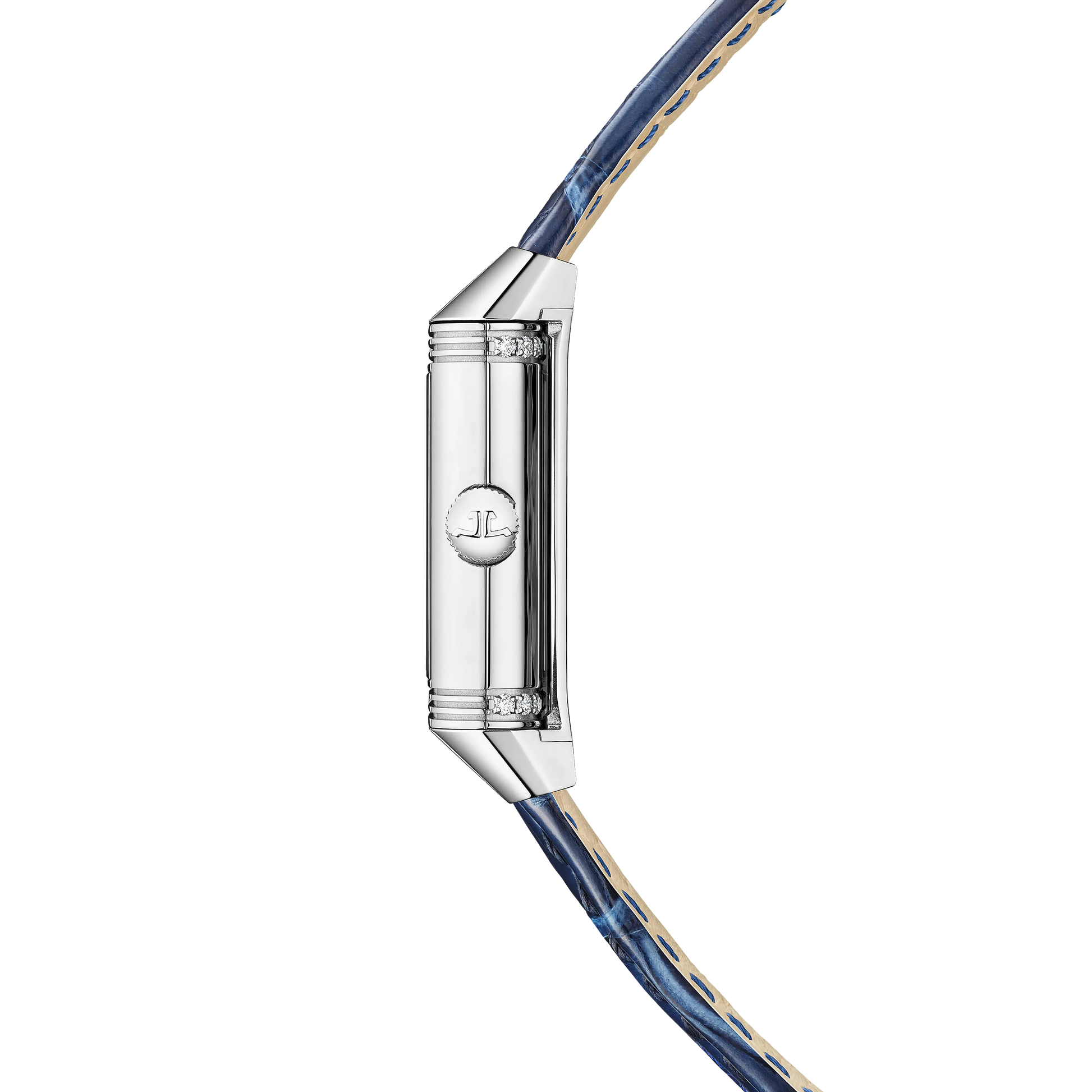 JLC - Reverso Classic Duetto - 34.2 MM x 21 MM - Stainless Steel - Silvered-Gray/Blue Dial - Blue Leather Strap - Q2668443