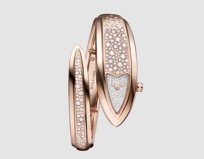 Bvlgari Serpenti Aeterna - 24 MM - Rose Gold - Diamond-Set Bangle Bracelet - Pavé Diamond Dial - 104205