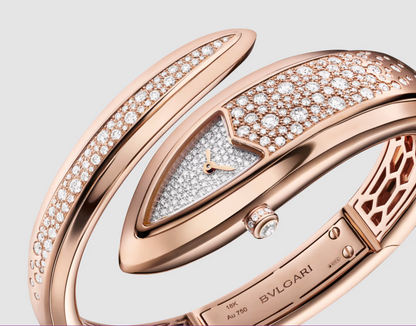 Bvlgari Serpenti Aeterna - 24 MM - Rose Gold - Diamond-Set Bangle Bracelet - Pavé Diamond Dial - 104205