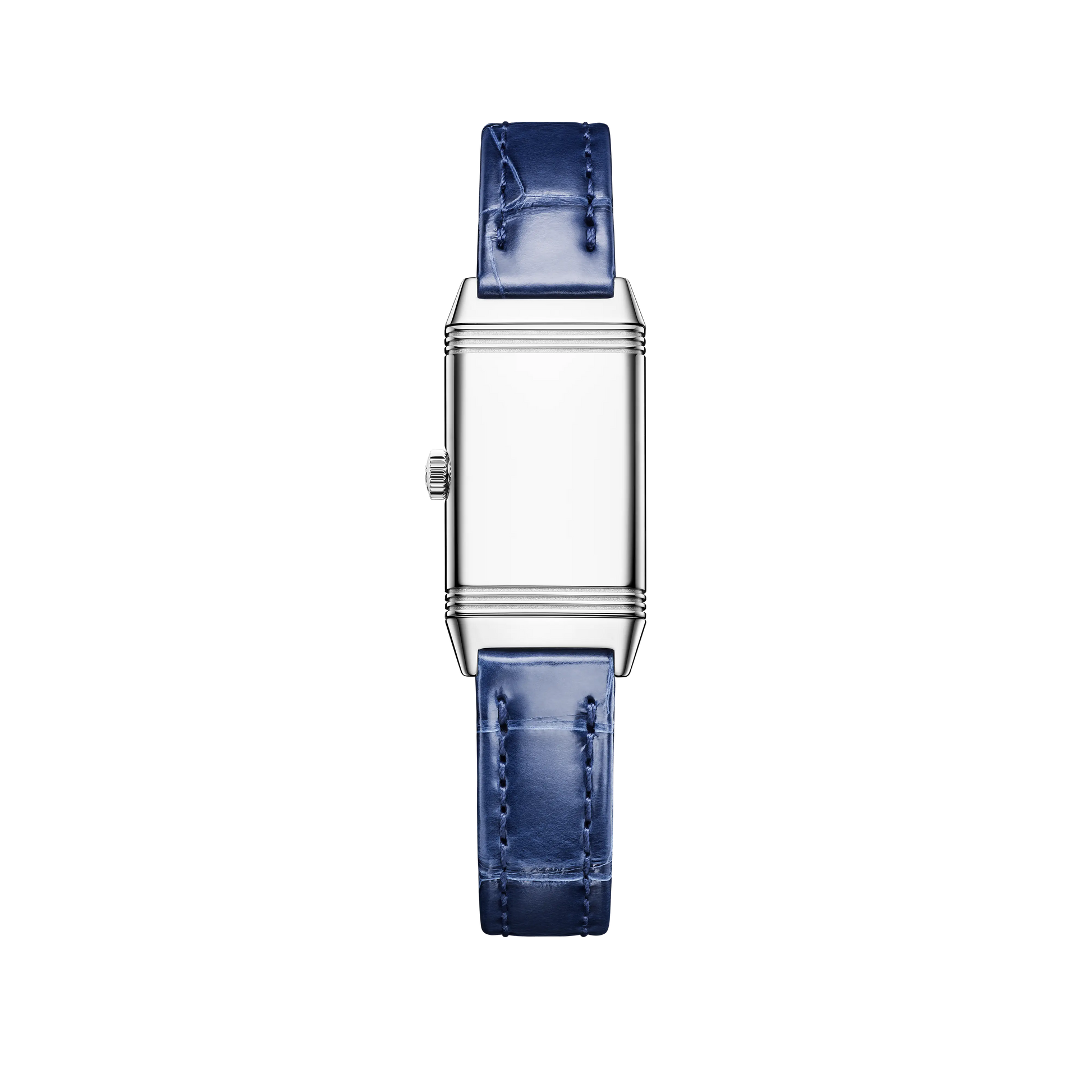 JLC - Reverso Classic Monoface Origin - 32.5 MM x 16.3 MM - Stainless Steel - Silvered-Gray Guilloché Dial - Blue Leather Strap - Q3878520
