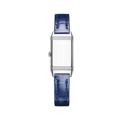 JLC - Reverso Classic Monoface Origin - 32.5 MM x 16.3 MM - Stainless Steel - Silvered-Gray Guilloché Dial - Blue Leather Strap - Q3878520