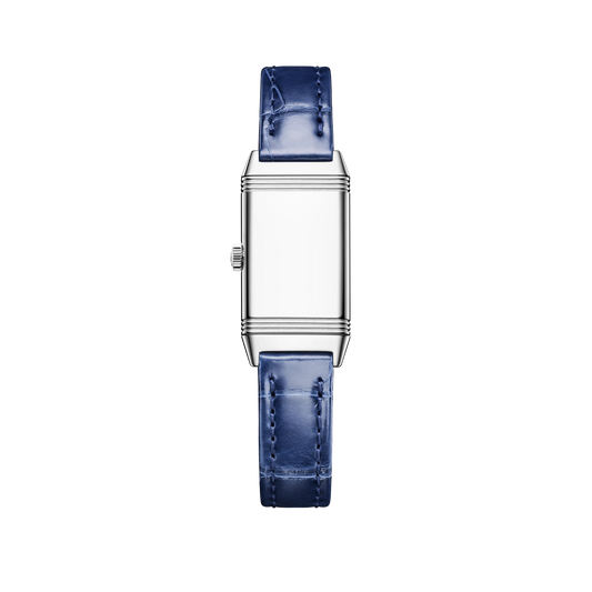 JLC - Reverso Classic Monoface Origin - 32.5 MM x 16.3 MM - Stainless Steel - Silvered-Gray Guilloché Dial - Blue Leather Strap - Q3878520