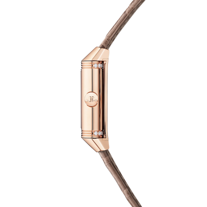 JLC - Reverso Classic Duetto - 34.2 MM x 21 MM - Pink Gold - Silvered-Gray/Black Dial - Taupe Leather Strap - Q2662543