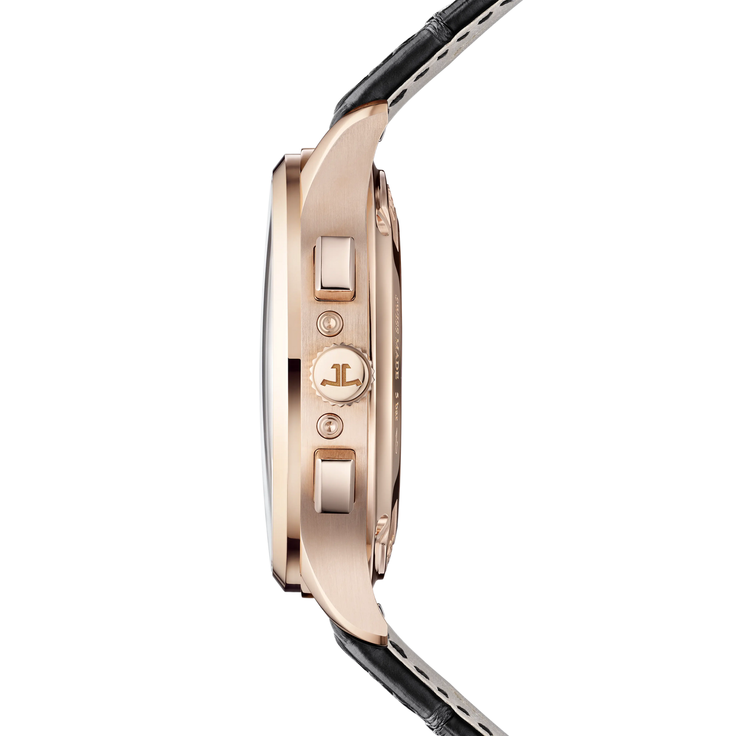 JLC - Master Control Chronograph Calendar - 40 MM - Pink Gold - Black Dial - Black Leather Strap - Q413257J