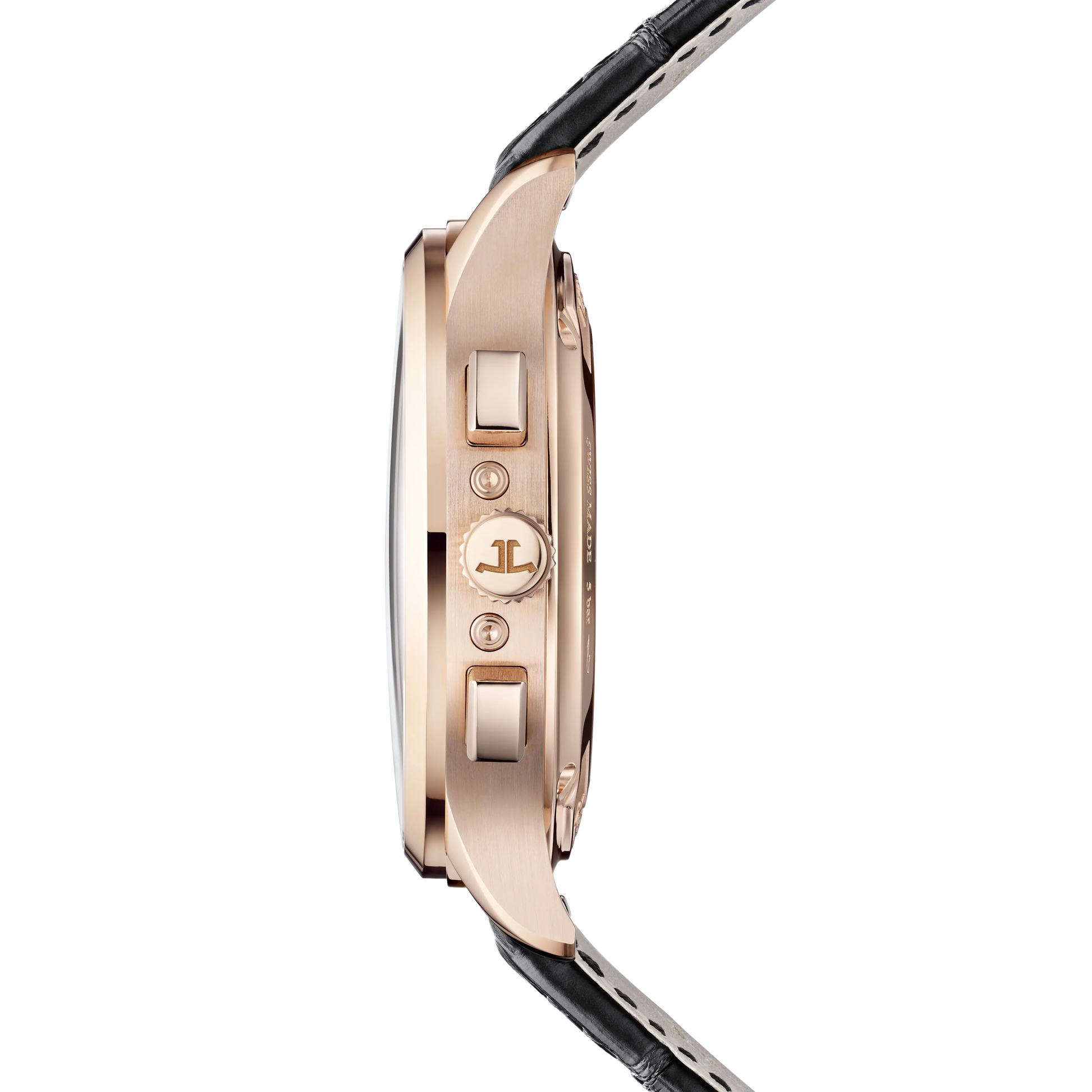 JLC - Master Control Chronograph Calendar - 40 MM - Pink Gold - Black Dial - Black Leather Strap - Q413257J