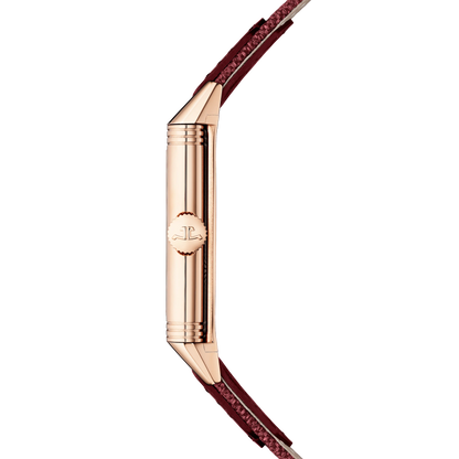 JLC - Reverso Tribute Monoface Small Seconds - 45.6 MM x 27.4 MM - Pink Gold - Burgundy Dial - Burgundy Leather/Canvas Strap - Q713256J