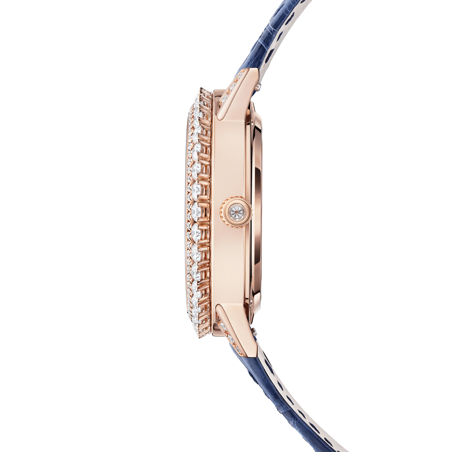 JLC - Rendez-Vous Dazzling Shooting Star - 36 MM - Pink Gold - Blue Aventurine Dial - Diamond Bezel - Blue Leather Strap - Q364247J