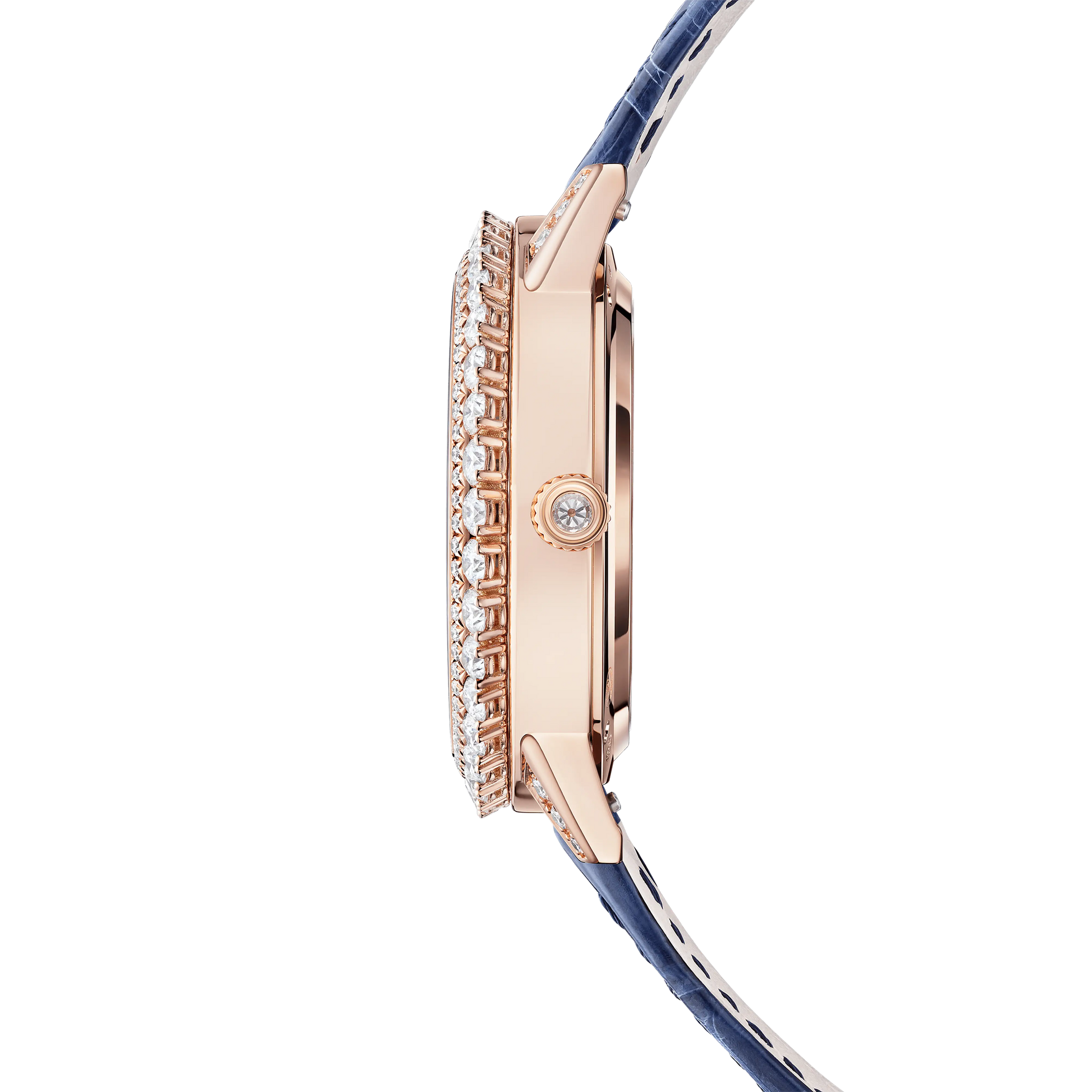 JLC - Rendez-Vous Dazzling Shooting Star - 36 MM - Pink Gold - Blue Aventurine Dial - Diamond Bezel - Blue Leather Strap - Q364247J