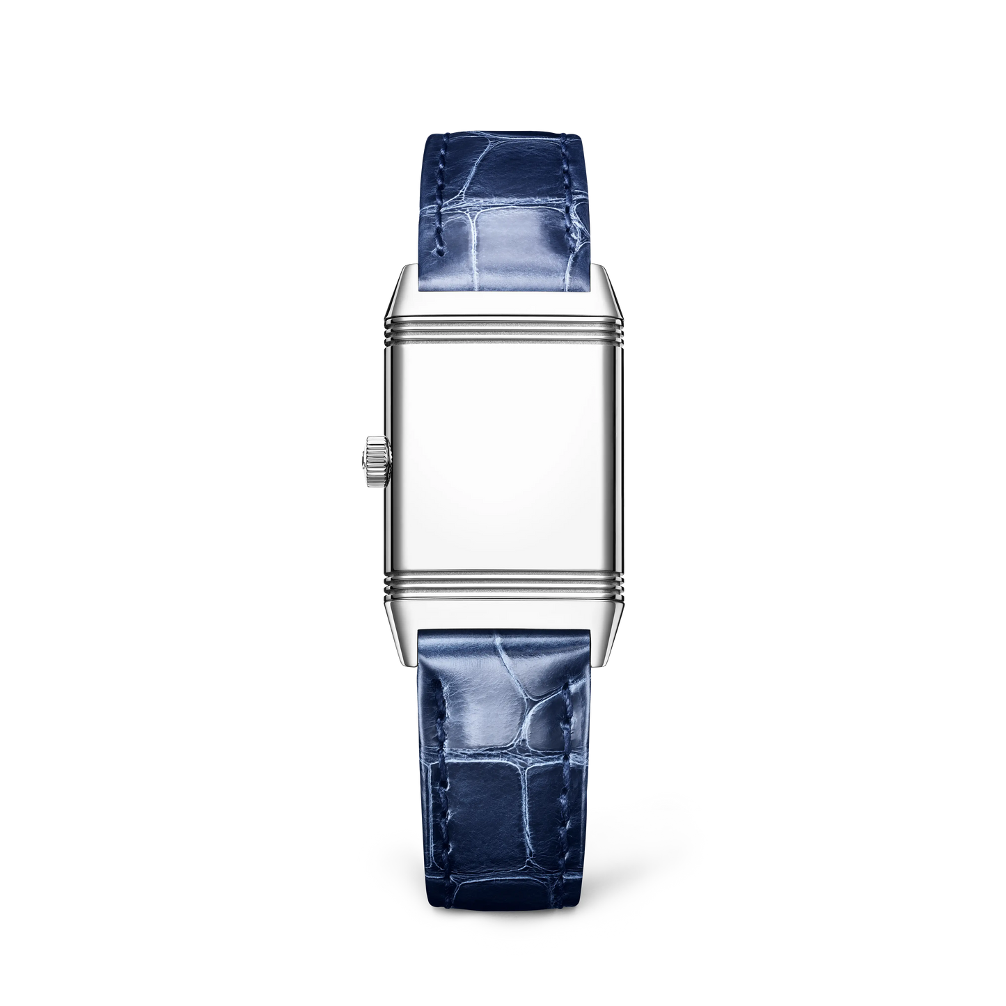 JLC - Reverso Classic Monoface - 35.78 MM x 21 MM - Stainless Steel - Silvered-Gray Opaline Dial - Blue Leather Strap - Q2618541