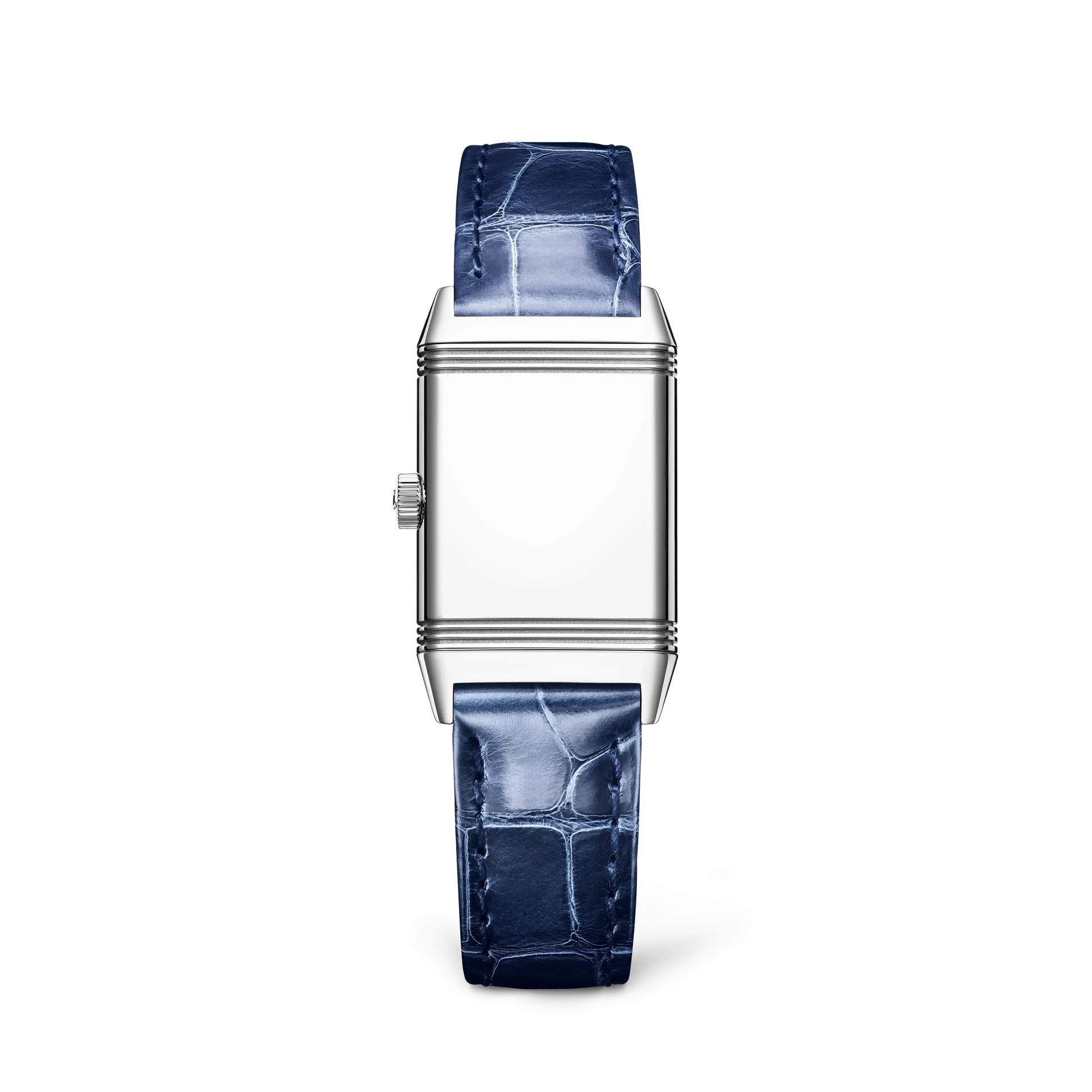 JLC - Reverso Classic Monoface - 35.78 MM x 21 MM - Stainless Steel - Silvered-Gray Opaline Dial - Blue Leather Strap - Q2618541