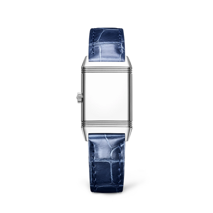 JLC - Reverso Classic Monoface - 35.78 MM x 21 MM - Stainless Steel - Silvered-Gray Opaline Dial - Blue Leather Strap - Q2618541