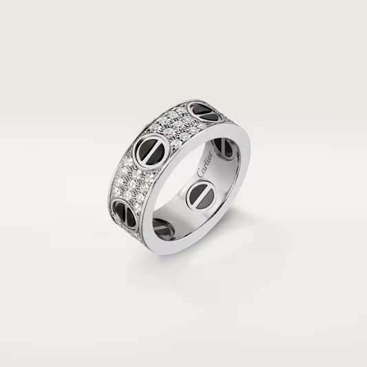 Cartier Love Ring - White Gold - Diamond Paved - Black Ceramic - B4207600