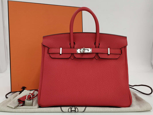 Hermès Birkin 25 - Rouge Radieux - Togo - Palladium Hardware - B25RRTPHW