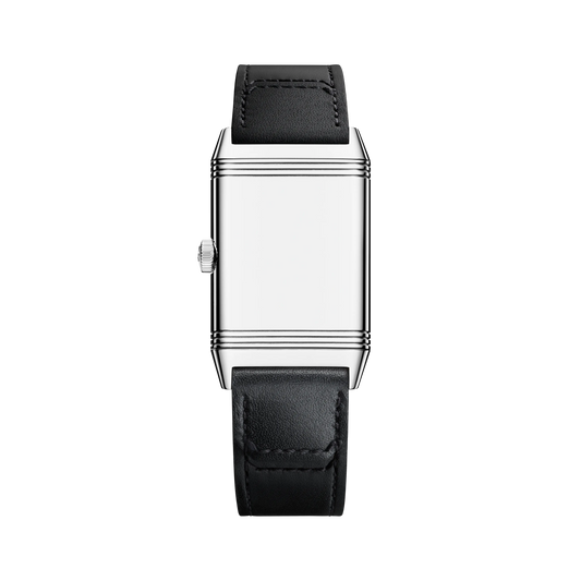 JLC - Reverso Classic Monoface Small Seconds - 40.1 MM x 24.4 MM - Stainless Steel - Silvered-Gray Guilloché Dial - Black Leather Strap - Q3868520