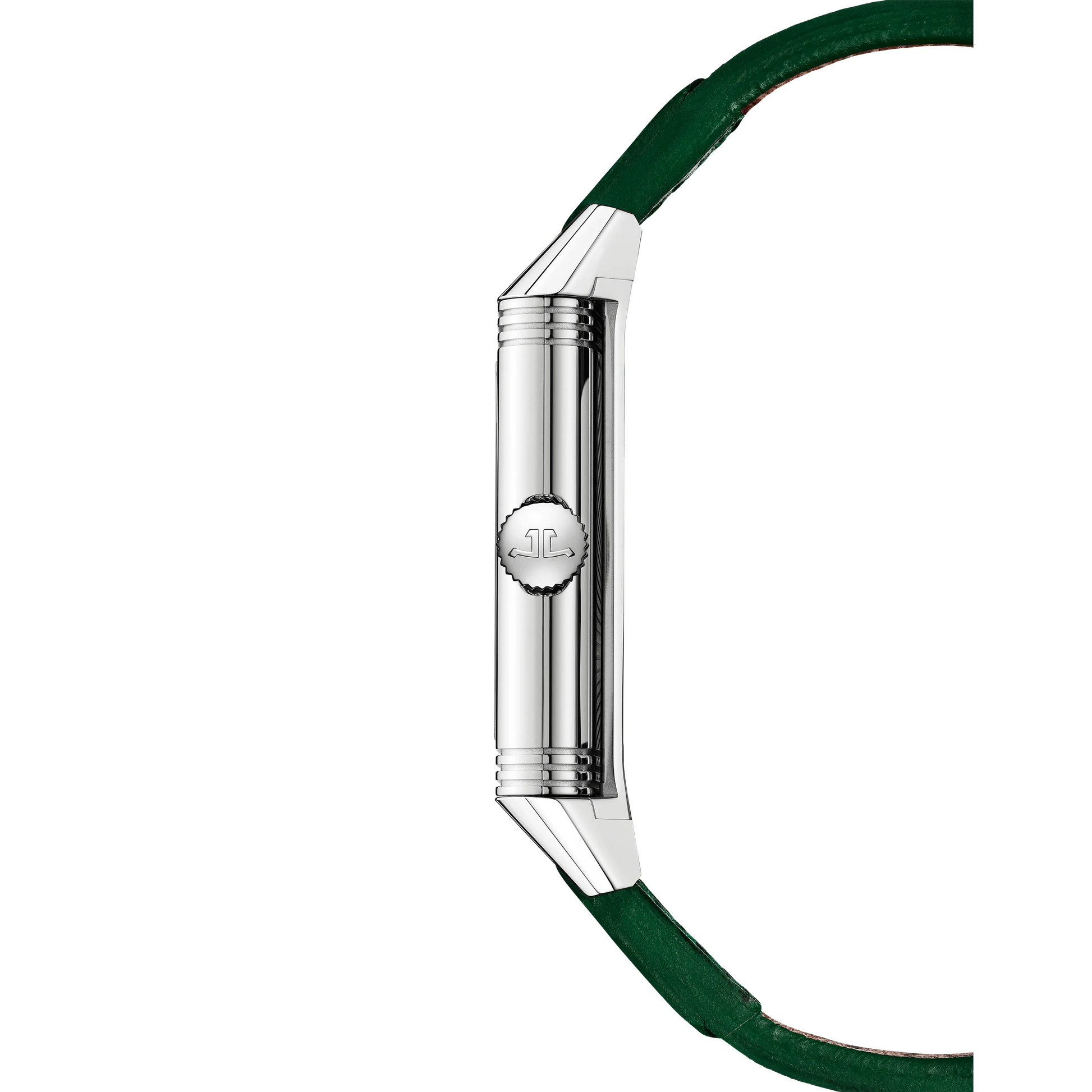JLC - Reverso Tribute Monoface Small Seconds - 45.6 MM x 27.4 MM - Stainless Steel - Green Dial - Green Leather Strap - Q397843J