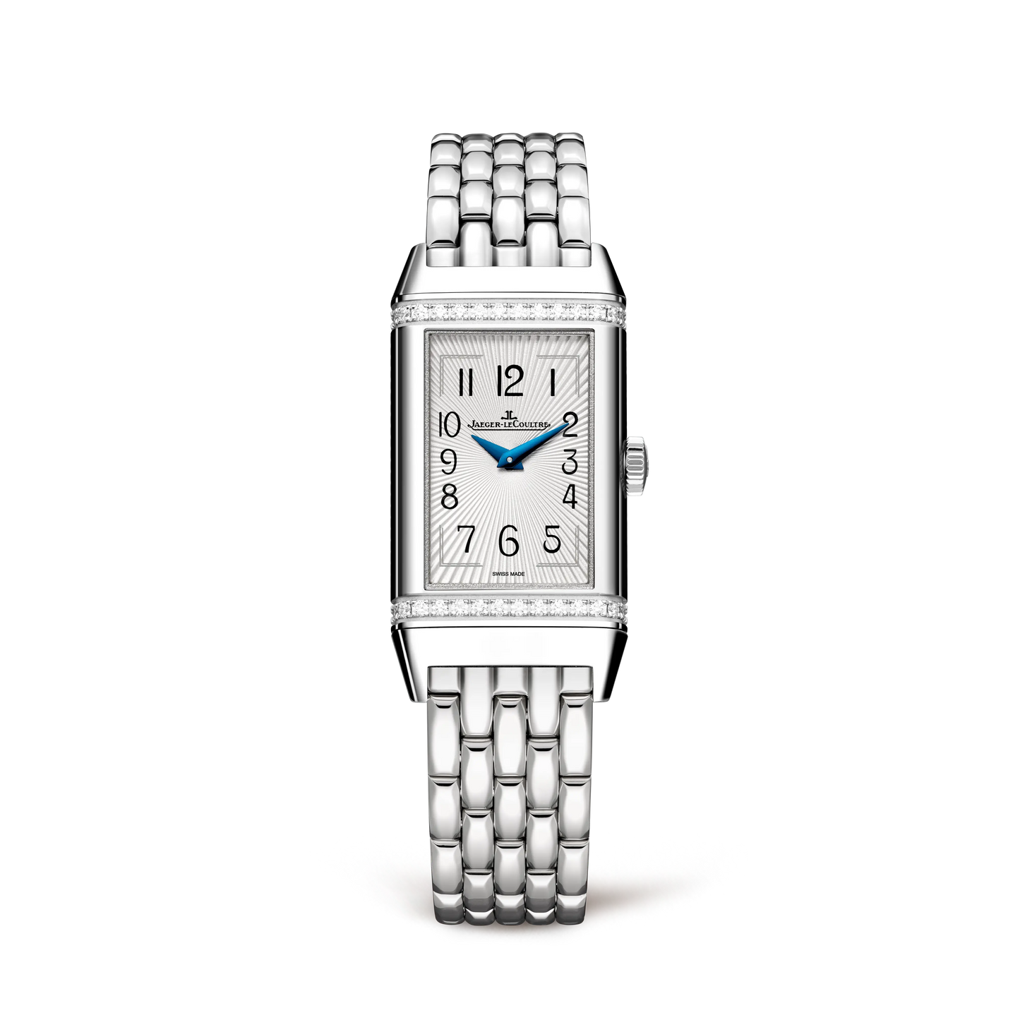 JLC - Reverso One Monoface - 40.1 MM x 20 MM - Stainless Steel - Silvered-Gray Guilloché Dial - Diamond-Set Case - Stainless Steel Bracelet - Q3288121