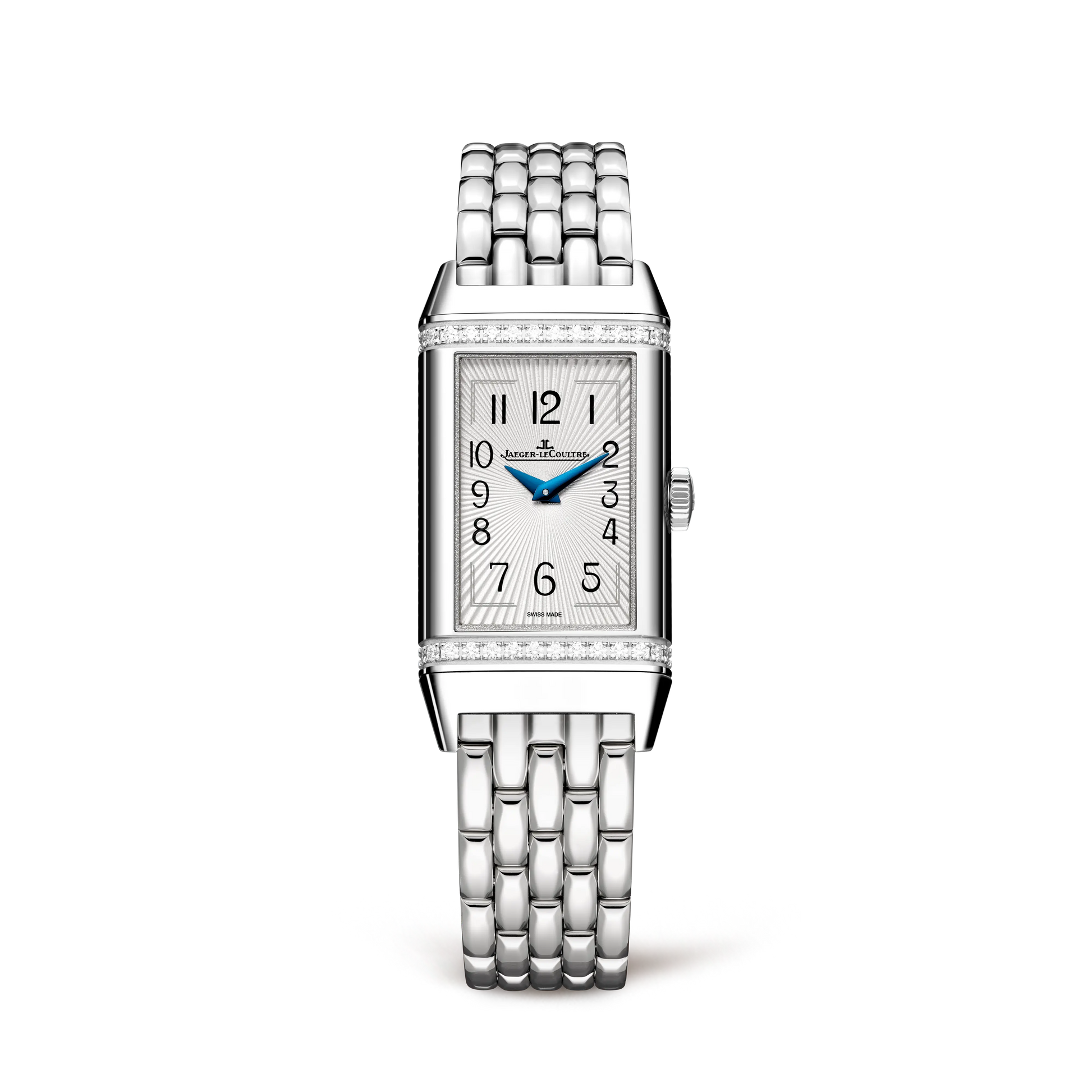 JLC - Reverso One Monoface - 40.1 MM x 20 MM - Stainless Steel - Silvered-Gray Guilloché Dial - Diamond-Set Case - Stainless Steel Bracelet - Q3288121