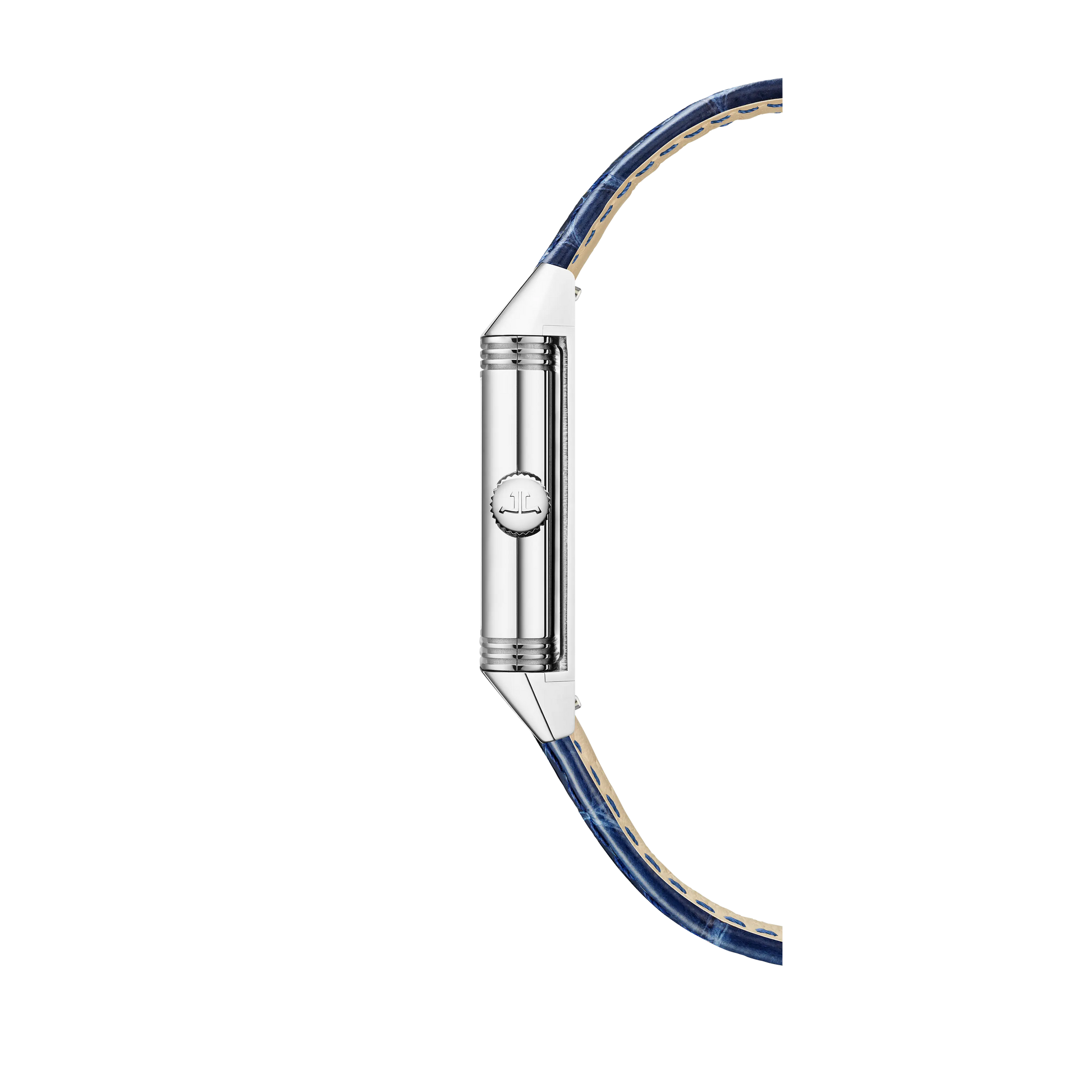 JLC - Reverso Classic Monoface - 35.78 MM x 21 MM - Stainless Steel - Silvered-Gray Opaline Dial - Blue Leather Strap - Q2618541