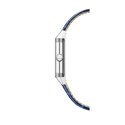 JLC - Reverso Classic Monoface - 35.78 MM x 21 MM - Stainless Steel - Silvered-Gray Opaline Dial - Blue Leather Strap - Q2618541