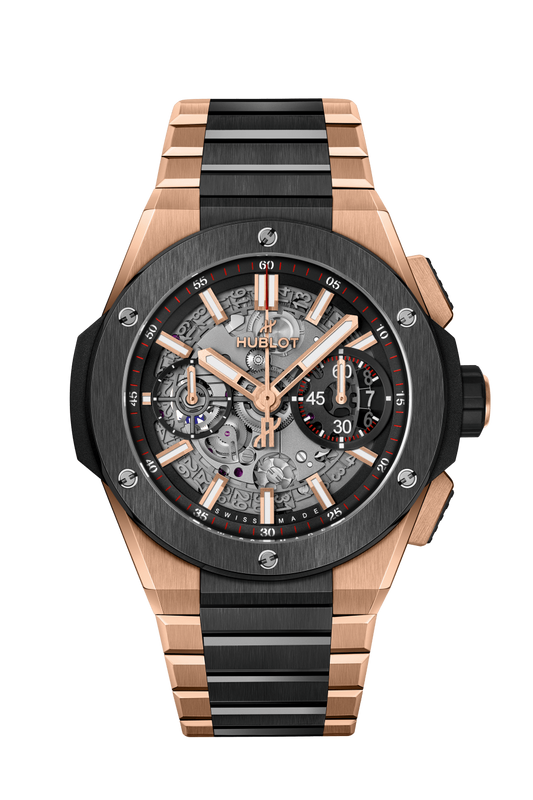 Hublot Big Bang Integrated King Gold Ceramic 42 MM - King Gold Ceramic Bracelet - Matte Black Skeleton Dial - 451.OM.1180.OM