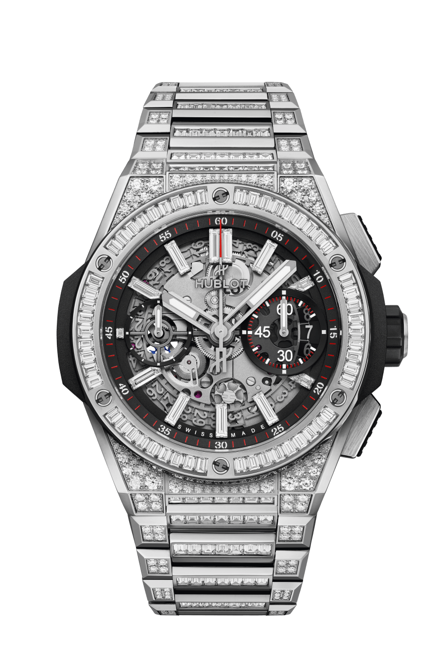 Hublot Big Bang Integrated Titanium Jewellery 42 MM - Titanium Diamond Bracelet - Diamond Bezel - Matte Black Skeleton Diamond Dial - 451.NX.1170.NX.9804