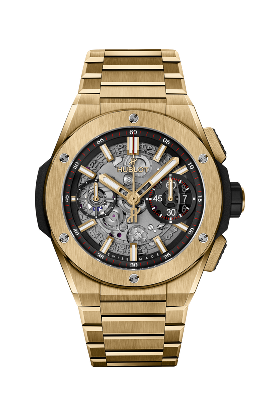 Hublot Big Bang Integrated Yellow Gold 42 MM - Yelloew Gold Bracelet - Matte Black Skeleton Dial - 451.VX.1130.VX