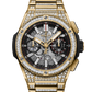 Hublot Big Bang Integrated Yellow Gold Jewellery 42 MM - Yellow Gold Diamond Bracelet - Diamond Bezel - Matte Black Skeleton Dial - 451.VX.1130.VX.9804