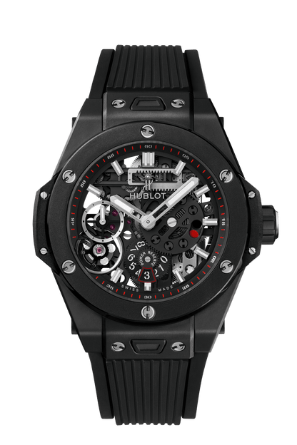 Hublot Big Bang MECA Black Ceramic - 45 MM - Black Rubber Strap - Skeleton Dial - 414.CI.1123.RX