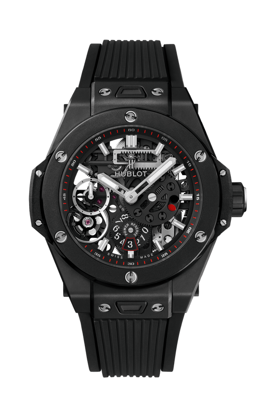 Hublot Big Bang MECA Black Ceramic - 45 MM - Black Rubber Strap - Skeleton Dial - 414.CI.1123.RX