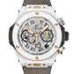 Hublot Big Bang Reloaded Kylian Mbappé White Ceramic - Limited Edition - 44 MM - King Gold Color Fabric Strap - Matte Grey And White Skeleton Dial - 421.HX.2019.NR.MBP26