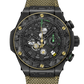 Hublot Big Bang Reloaded Usain Bolt Ceramic Carbon - Limited Edition - 44 MM - Yellow Gold Color Fabric Strap - Matte Black Skeleton Dial - 421.CQ.1140.NR.USB26
