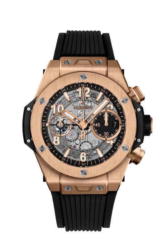 Hublot Big Bang Unico King Gold 42 MM - Black Rubber Strap - Matte Black Skeleton Dial - 441.OX.1181.RX