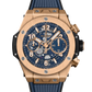 Hublot Big Bang Unico King Gold Blue 42 MM - Black and Blue Rubber Strap - Matte Blue Skeleton Dial - 441.OX.5181.RX