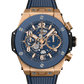 Hublot Big Bang Unico King Gold Blue Ceramic 42 MM - Black and Blue Rubber Strap - Matte Blue Skeleton Dial - 441.OL.5181.RX