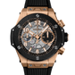 Hublot Big Bang Unico King Gold Ceramic 42 MM - Black Rubber Strap - Matte Black Skeleton Dial - 441.OM.1181.RX