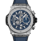 Hublot Big Bang Unico Titanium Blue 42 MM - Black and Blue Structured Rubber Strap - Matte Blue Skeleton Dial - 441.NX.5171.RX