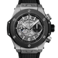 Hublot Big Bang Unico Titanium Ceramic 44 MM - Striped Structured Black Rubber Strap - Matte Black Skeleton Dial - 421.NM.1170.RX