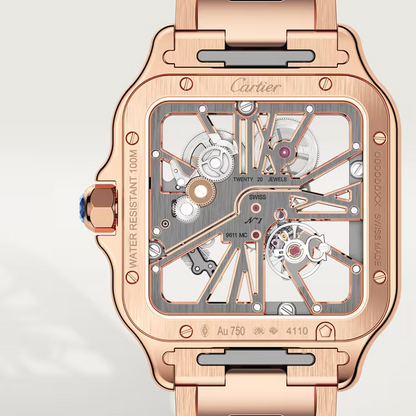 Cartier Santos de Cartier Rose gold 39.7 MM - Rose gold Bracelet - Skeleton Dial - WHSA0016