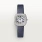 Cartier Coussin de Cartier White Gold 27.1 MM - Blue Calfskin Strap - Diamond Bezel - Silvered Sunray Dial - WJCS0002