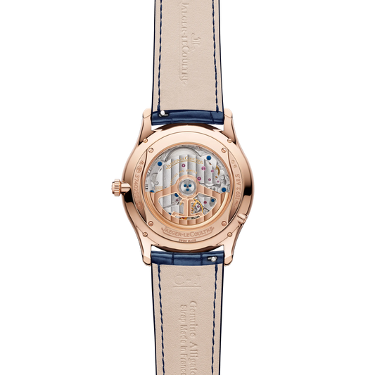 JLC - Master Ultra Thin Perpetual Calendar - 39 MM - Pink Gold - Midnight Blue Dial - Blue Leather Strap - Q114258J