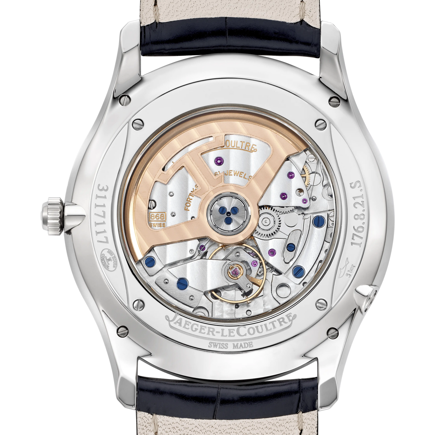 JLC - Master Ultra Thin Perpetual Calendar - 39 MM - Stainless Steel - Black Dial - Black Leather Strap - Q1308470
