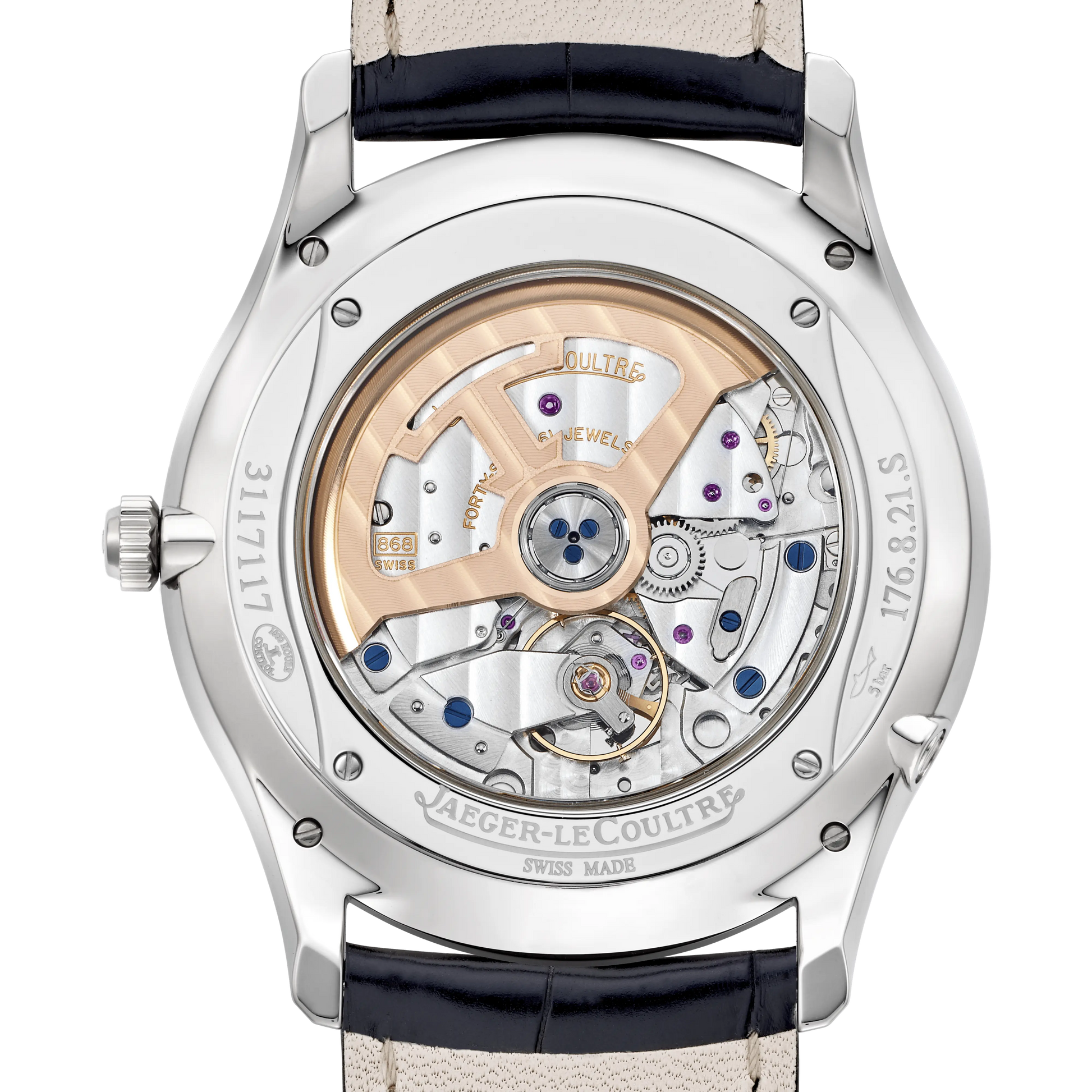 JLC - Master Ultra Thin Perpetual Calendar - 39 MM - Stainless Steel - Black Dial - Black Leather Strap - Q1308470