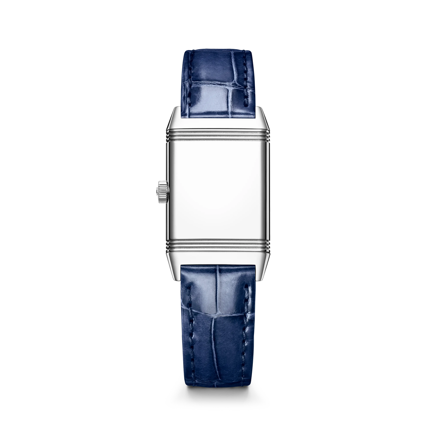 JLC - Reverso Classic Monoface - 35.78 MM x 21 MM - Stainless Steel - Silvered-Gray Guilloché Dial - Blue Leather Strap - Q2608442