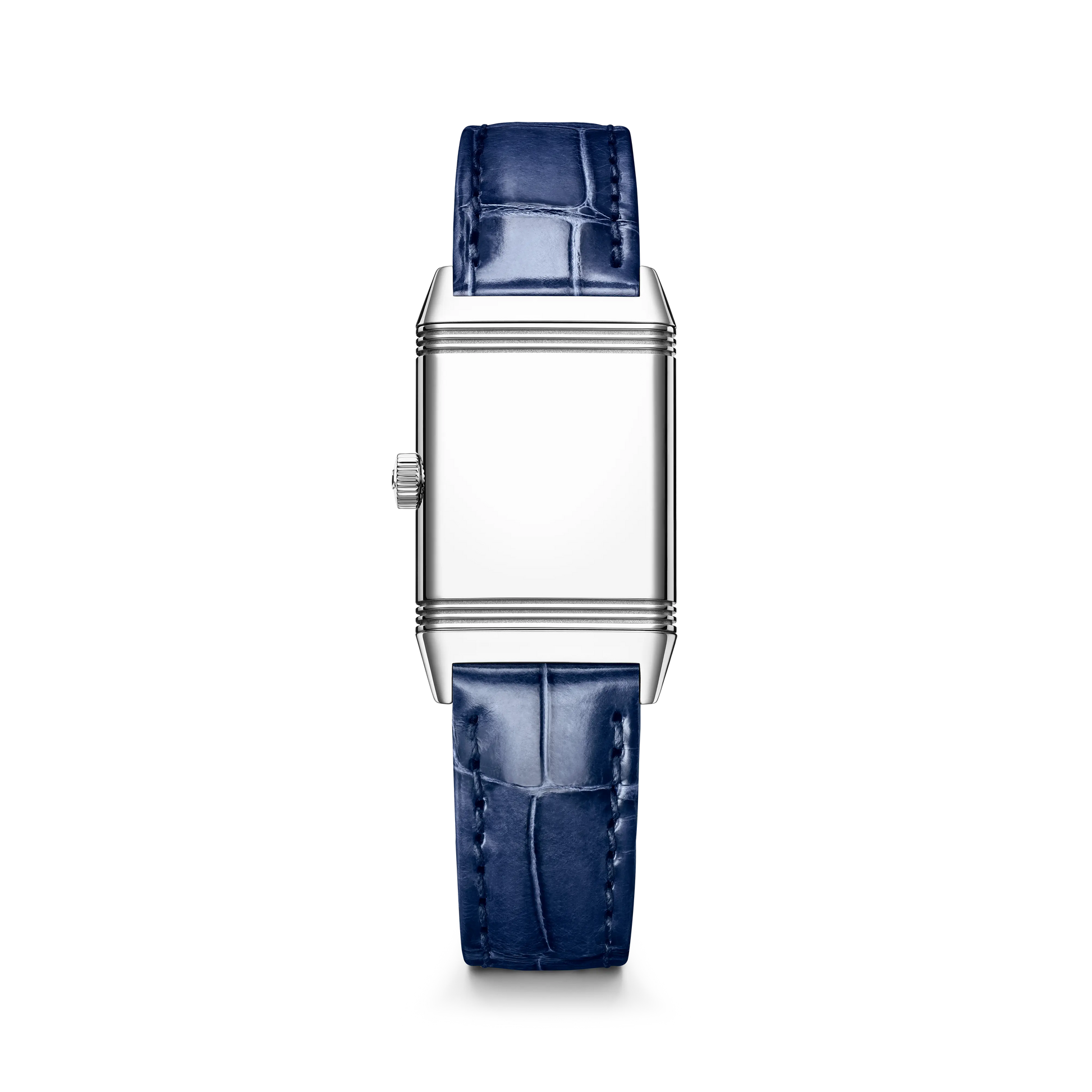 JLC - Reverso Classic Monoface - 35.78 MM x 21 MM - Stainless Steel - Silvered-Gray Guilloché Dial - Blue Leather Strap - Q2608442