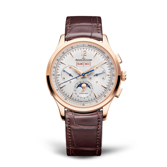 JLC - Master Control Chronograph Calendar - 40 MM - Pink Gold - Silvered-Gray Dial - Brown Leather Strap - Q4132530