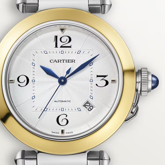 Cartier Pasha de Cartier Yellow Gold and Steel 41 MM - Yellow Gold and Steel Bracelet - Silver Flinqué Dial - W2PA0009